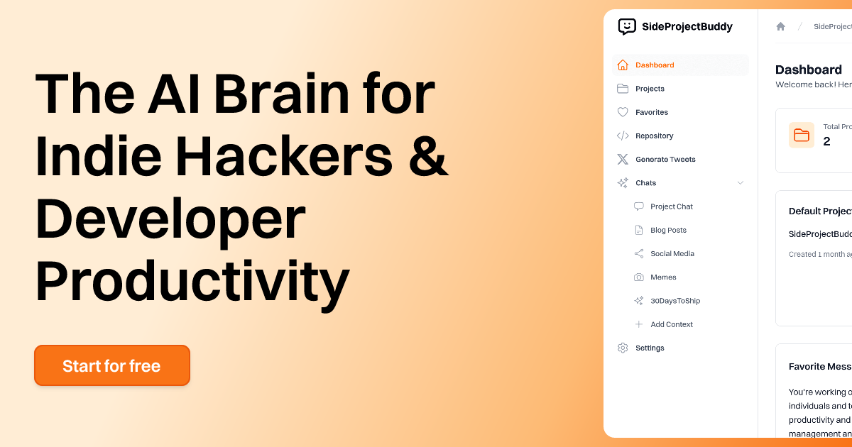 AI Companion for Side Projects | SideProjectBuddy
